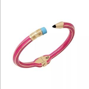 Betsey Johnson Pink Pencil Hinged Bangle Bracelet